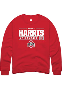 Hudson Harris Rally Mens Red Ohio State Buckeyes NIL Stacked Box Crew Sweatshirt