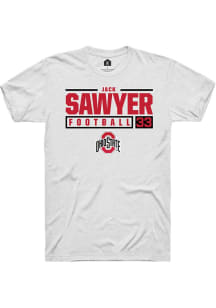 Jack Sawyer White Ohio State Buckeyes NIL Stacked Box Short Sleeve T Shirt