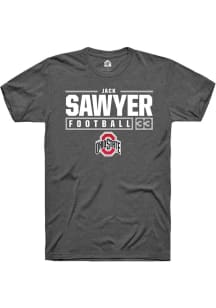 Jack Sawyer Dark Grey Ohio State Buckeyes NIL Stacked Box Short Sleeve T Shirt