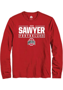 Jack Sawyer Rally Mens Red Ohio State Buckeyes NIL Stacked Box Tee