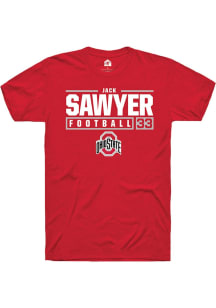 Jack Sawyer Red Ohio State Buckeyes NIL Stacked Box Short Sleeve T Shirt