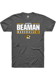 Jackson Beaman  Missouri Tigers Dark Grey Rally NIL Stacked Box Short Sleeve T Shirt