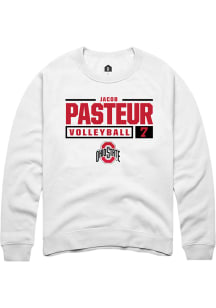 Jacob Pasteur  Rally Ohio State Buckeyes Mens White NIL Stacked Box Long Sleeve Crew Sweatshirt