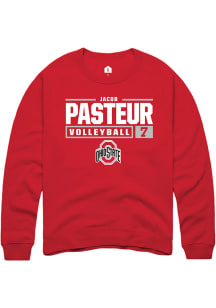 Jacob Pasteur  Rally Ohio State Buckeyes Mens Red NIL Stacked Box Long Sleeve Crew Sweatshirt