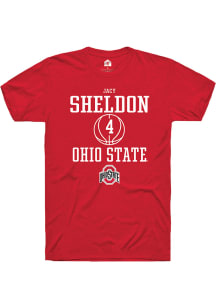 Jacy Sheldon  Ohio State Buckeyes Red Rally NIL Sport Icon Short Sleeve T Shirt