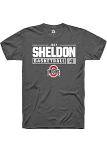Jacy Sheldon  Ohio State Buckeyes Dark Grey Rally NIL Stacked Box Short Sleeve T Shirt