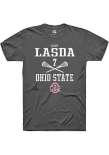 Jamie Lasda  Ohio State Buckeyes Dark Grey Rally NIL Sport Icon Short Sleeve T Shirt