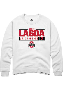 Jamie Lasda  Rally Ohio State Buckeyes Mens White NIL Stacked Box Long Sleeve Crew Sweatshirt