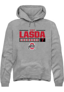 Jamie Lasda  Rally Ohio State Buckeyes Mens Grey NIL Stacked Box Long Sleeve Hoodie