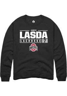 Jamie Lasda  Rally Ohio State Buckeyes Mens Black NIL Stacked Box Long Sleeve Crew Sweatshirt