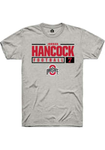 Jordan Hancock  Ohio State Buckeyes Ash Rally NIL Stacked Box Short Sleeve T Shirt