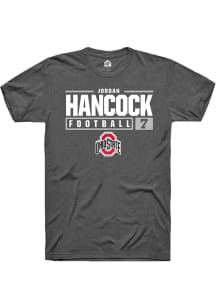 Jordan Hancock  Ohio State Buckeyes Dark Grey Rally NIL Stacked Box Short Sleeve T Shirt