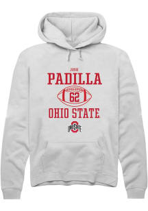 Josh Padilla Rally Mens White Ohio State Buckeyes NIL Sport Icon Hooded Sweatshirt