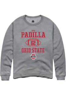 Josh Padilla Rally Mens Graphite Ohio State Buckeyes NIL Sport Icon Crew Sweatshirt
