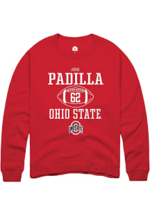 Josh Padilla Rally Mens Red Ohio State Buckeyes NIL Sport Icon Crew Sweatshirt