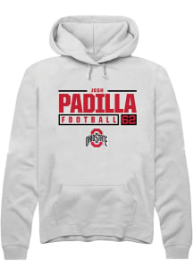 Josh Padilla Rally Mens White Ohio State Buckeyes NIL Stacked Box Hooded Sweatshirt