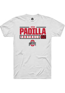 Josh Padilla White Ohio State Buckeyes NIL Stacked Box Short Sleeve T Shirt