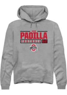 Josh Padilla Rally Mens Graphite Ohio State Buckeyes NIL Stacked Box Hooded Sweatshirt