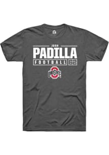 Josh Padilla Dark Grey Ohio State Buckeyes NIL Stacked Box Short Sleeve T Shirt