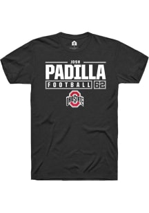 Josh Padilla Black Ohio State Buckeyes NIL Stacked Box Short Sleeve T Shirt