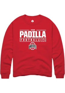 Josh Padilla Rally Mens Red Ohio State Buckeyes NIL Stacked Box Crew Sweatshirt