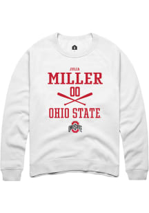 Julia Miller  Rally Ohio State Buckeyes Mens White NIL Sport Icon Long Sleeve Crew Sweatshirt