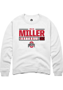 Julia Miller  Rally Ohio State Buckeyes Mens White NIL Stacked Box Long Sleeve Crew Sweatshirt