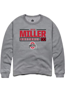 Julia Miller  Rally Ohio State Buckeyes Mens Grey NIL Stacked Box Long Sleeve Crew Sweatshirt