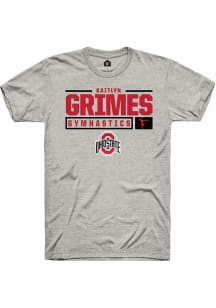 Kaitlyn Grimes Ash Ohio State Buckeyes NIL Stacked Box Short Sleeve T Shirt