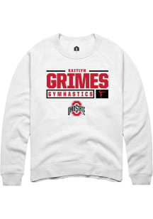 Kaitlyn Grimes Rally Mens White Ohio State Buckeyes NIL Stacked Box Crew Sweatshirt