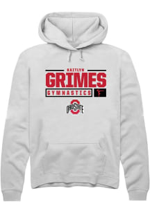 Kaitlyn Grimes Rally Mens White Ohio State Buckeyes NIL Stacked Box Hooded Sweatshirt