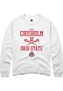 Katie Chisholm Rally Mens White Ohio State Buckeyes NIL Sport Icon Crew Sweatshirt