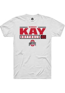Kennedy Kay White Ohio State Buckeyes NIL Stacked Box Short Sleeve T Shirt