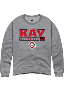 Kennedy Kay  Rally Ohio State Buckeyes Mens Graphite NIL Stacked Box Long Sleeve Crew Sweatshirt