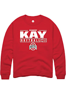 Kennedy Kay  Rally Ohio State Buckeyes Mens Red NIL Stacked Box Long Sleeve Crew Sweatshirt