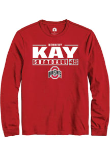 Kennedy Kay Rally Mens Red Ohio State Buckeyes NIL Stacked Box Tee