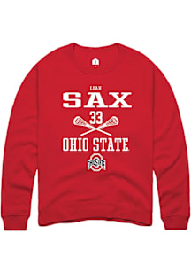 Leah Sax  Rally Ohio State Buckeyes Mens Red NIL Sport Icon Long Sleeve Crew Sweatshirt