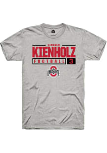 Lincoln Kienholz Ash Ohio State Buckeyes NIL Stacked Box Short Sleeve T Shirt