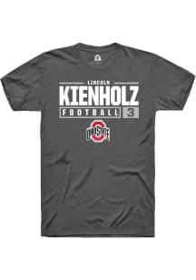 Lincoln Kienholz Dark Grey Ohio State Buckeyes NIL Stacked Box Short Sleeve T Shirt