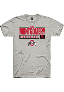 Luke Montgomery Ash Ohio State Buckeyes NIL Stacked Box Short Sleeve T Shirt