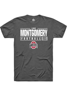 Luke Montgomery Dark Grey Ohio State Buckeyes NIL Stacked Box Short Sleeve T Shirt