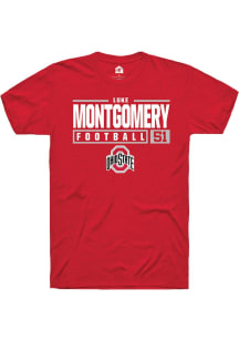 Luke Montgomery Red Ohio State Buckeyes NIL Stacked Box Short Sleeve T Shirt