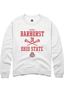 Madeline Barhorst  Rally Ohio State Buckeyes Mens White NIL Sport Icon Long Sleeve Crew Sweatshirt