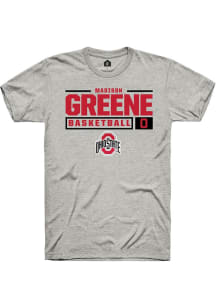 Madison Greene Ash Ohio State Buckeyes NIL Stacked Box Short Sleeve T Shirt