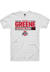 Madison Greene White Ohio State Buckeyes NIL Stacked Box Short Sleeve T Shirt