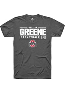 Madison Greene Dark Grey Ohio State Buckeyes NIL Stacked Box Short Sleeve T Shirt