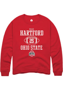 Malik Hartford Rally Mens Red Ohio State Buckeyes NIL Sport Icon Crew Sweatshirt