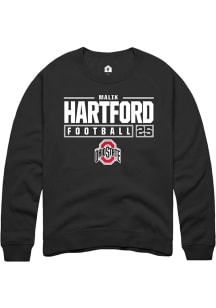 Malik Hartford Rally Mens Black Ohio State Buckeyes NIL Stacked Box Crew Sweatshirt