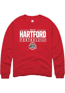 Malik Hartford Rally Mens Red Ohio State Buckeyes NIL Stacked Box Crew Sweatshirt