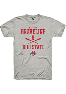 Matthew Graveline  Ohio State Buckeyes Ash Rally NIL Stacked Box Short Sleeve T Shirt